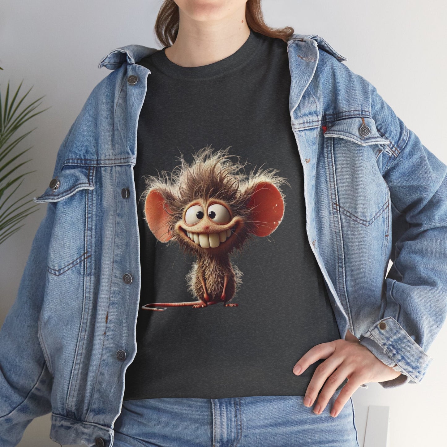 Funny Cartoon Mouse Unisex Heavy Cotton Tee - Perfect for Casual Wear and Gift Giving