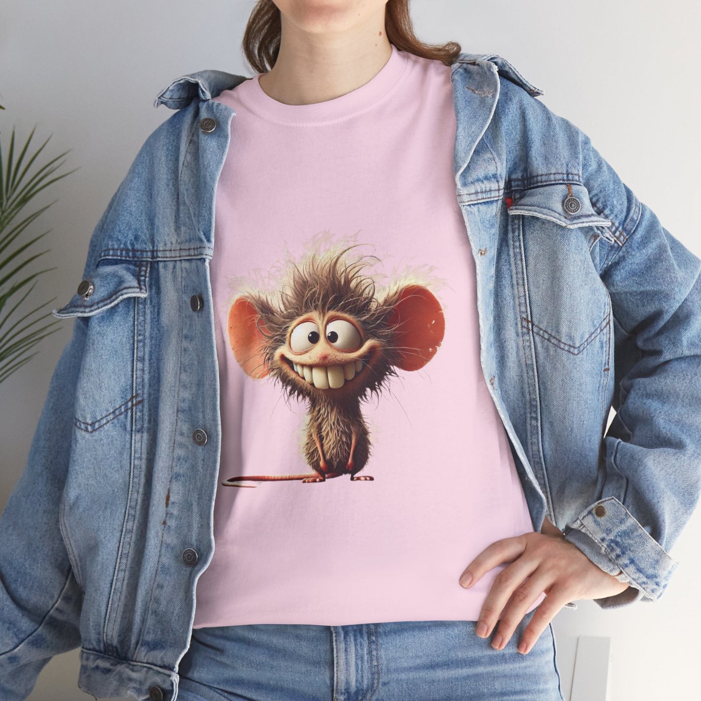 Funny Cartoon Mouse Unisex Heavy Cotton Tee - Perfect for Casual Wear and Gift Giving