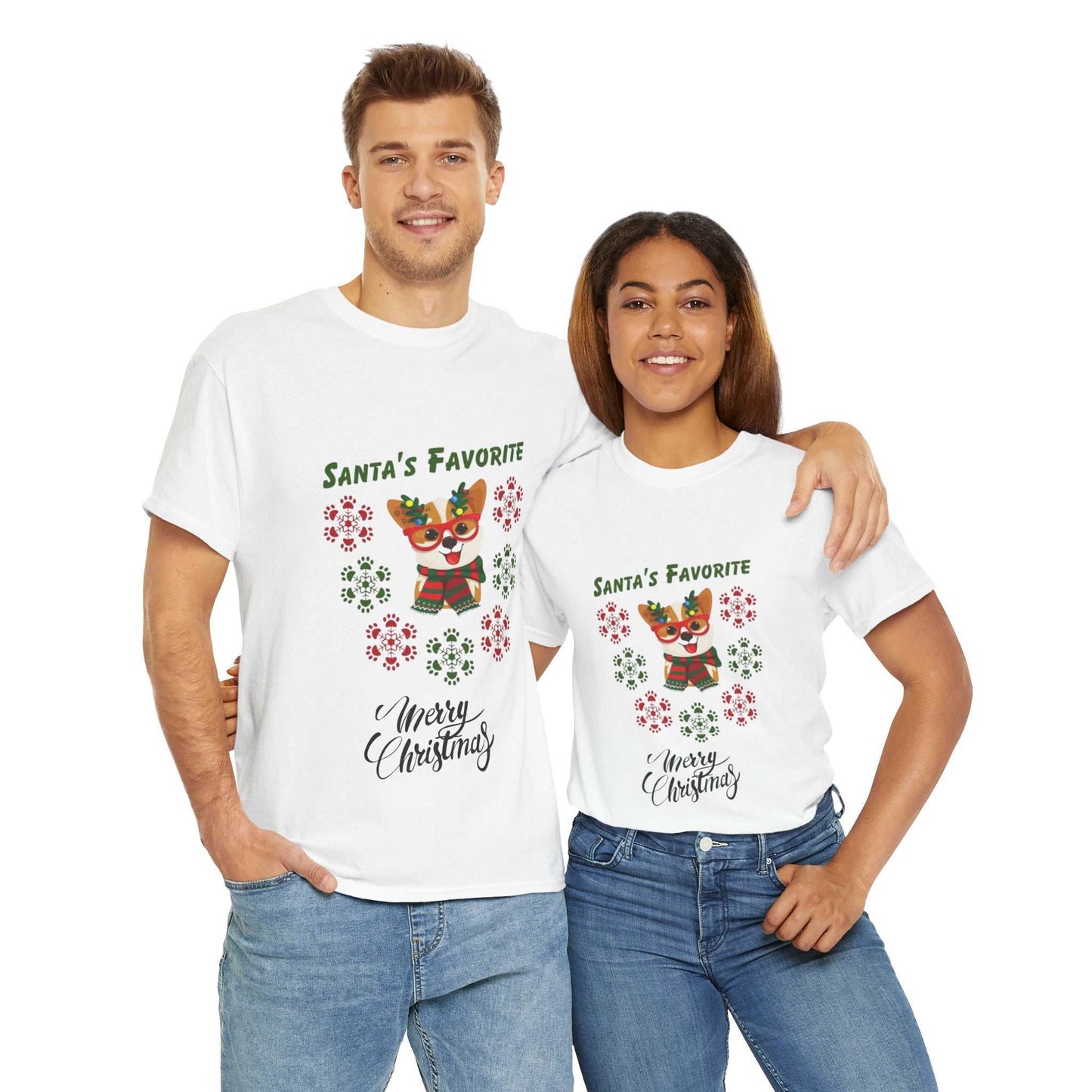 Santa's Favorite Dog Shirt with festive design for Christmas dog gift