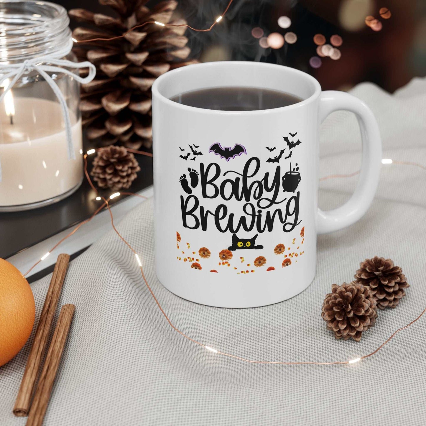 Baby Brewing Halloween Mugs, Spooky Maternity Gift, Pregnancy Mug