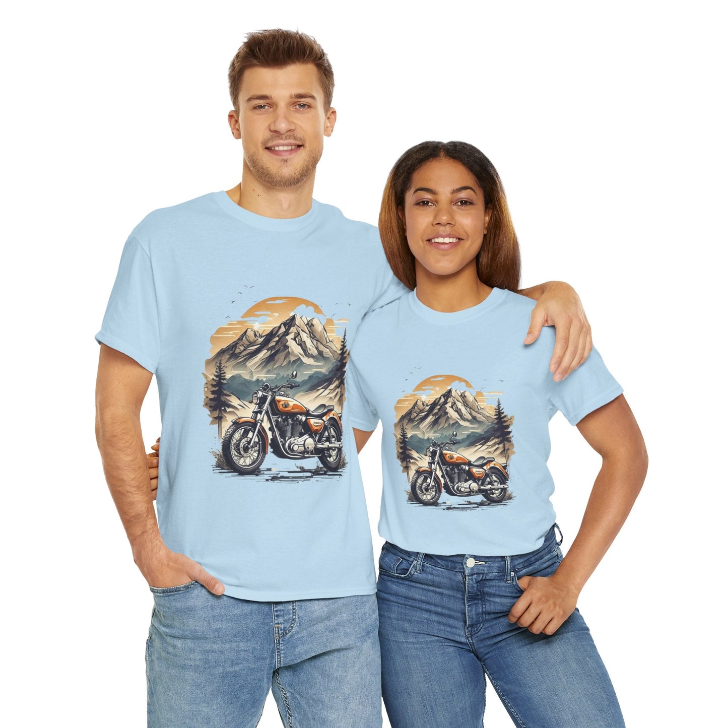 Adventure Awaits Motorcycle Tee - Unisex Heavy Cotton T-Shirt