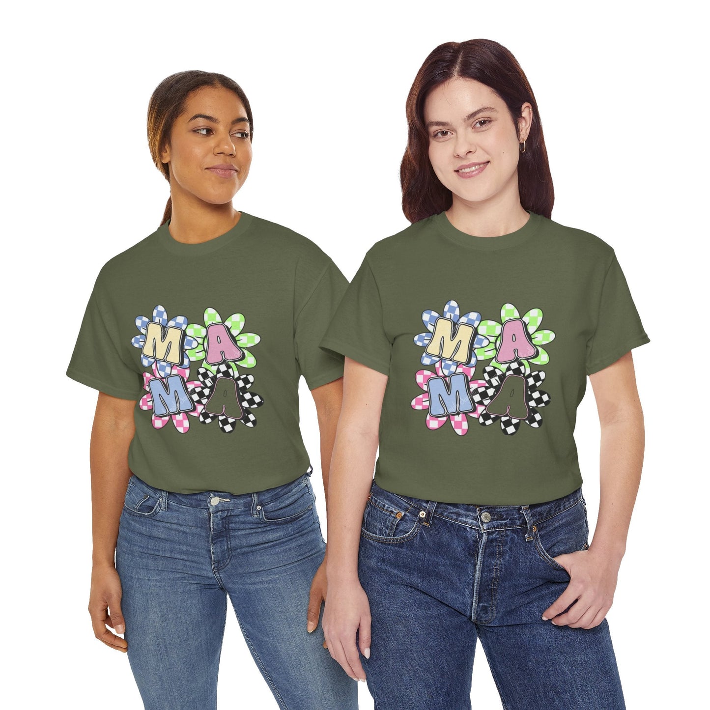 Colorful Mama Floral Tee Heavy Cotton Tee, Gift for Mom
