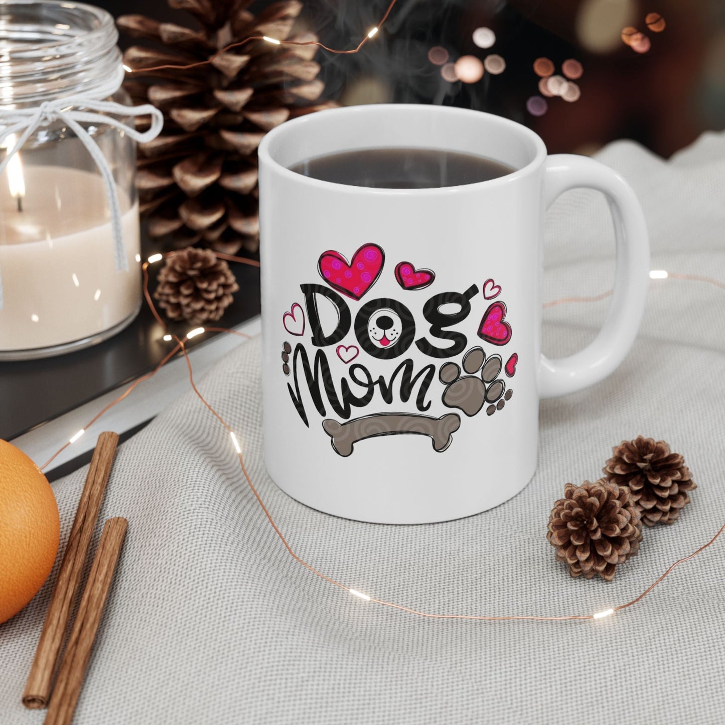 Cute Pet Lover Ceramic Mug - 'Dog Mom' Design, Perfect Gift for Animal Lovers