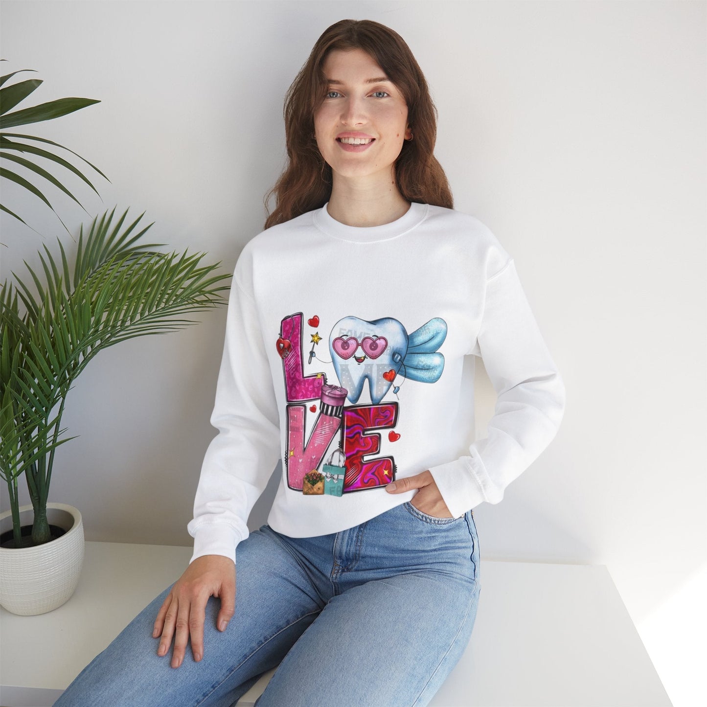 Love Dental Valentine Sweatshirt, Dental Hygienist Gift