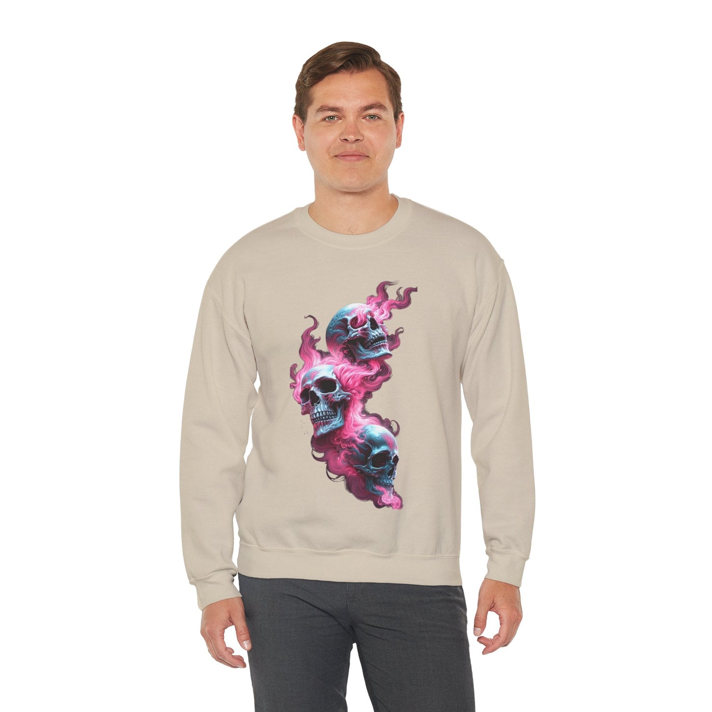 Edgy Skull Graphic Crewneck Sweatshirt - Unisex Heavy Blend