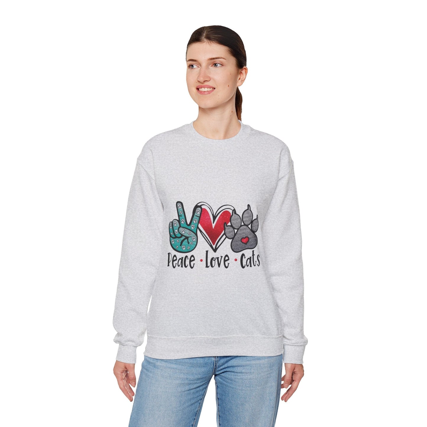 Peace Love Cats Sweatshirt | Unisex Crewneck Pullover
