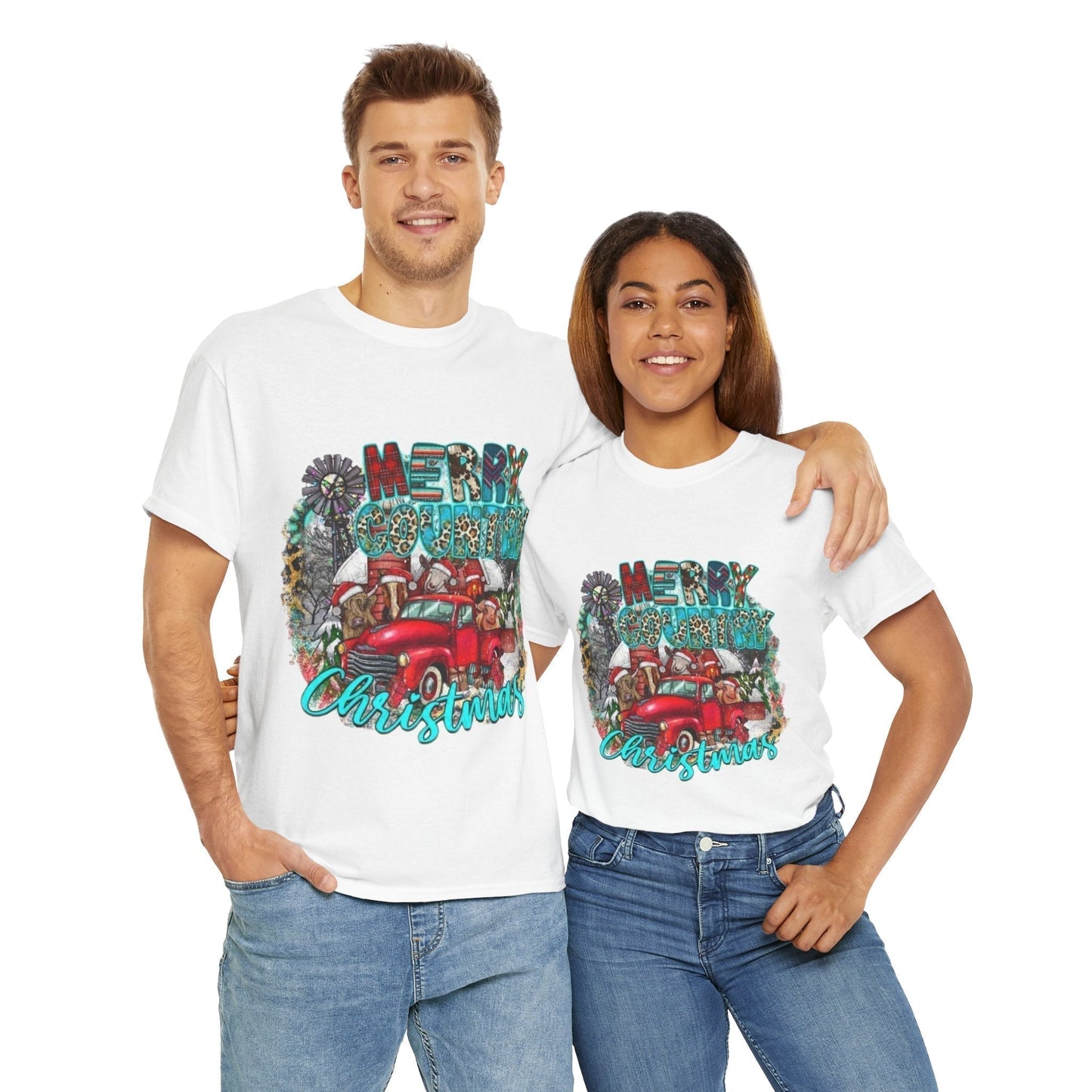 Merry Country Christmas T-Shirt โ Retro farmhouse holiday tee for Christmas lovers
