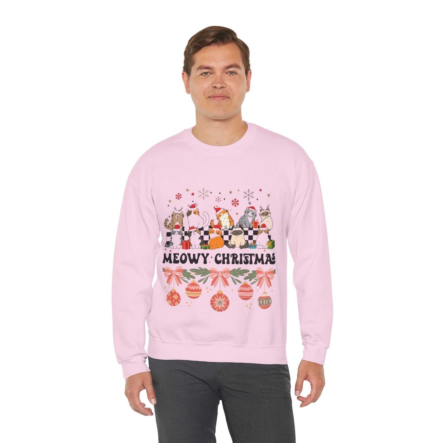 Meowy Christmas Sweatshirt, Cat Lover Christmas Gift