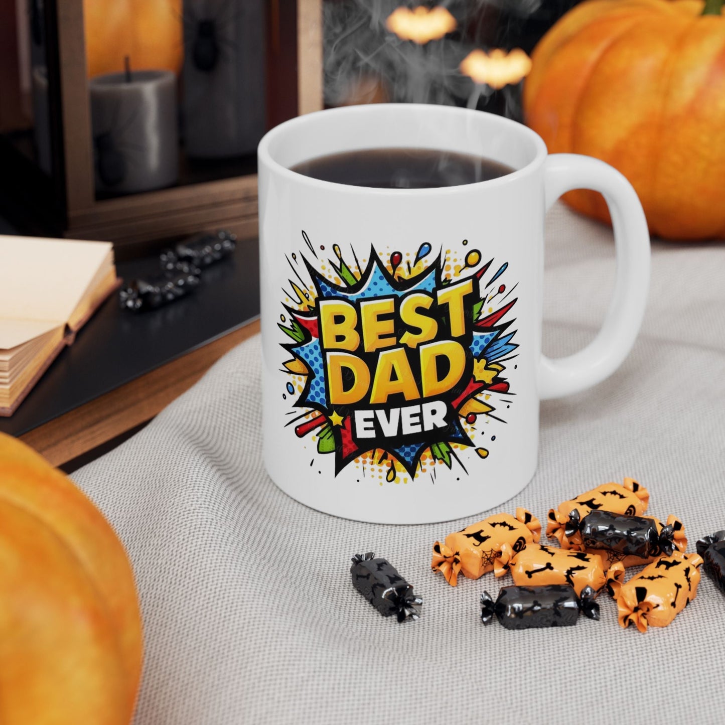 Best Dad Ever Mug - Bold Colorful Comic Style Ceramic Gift - 11oz & 15oz