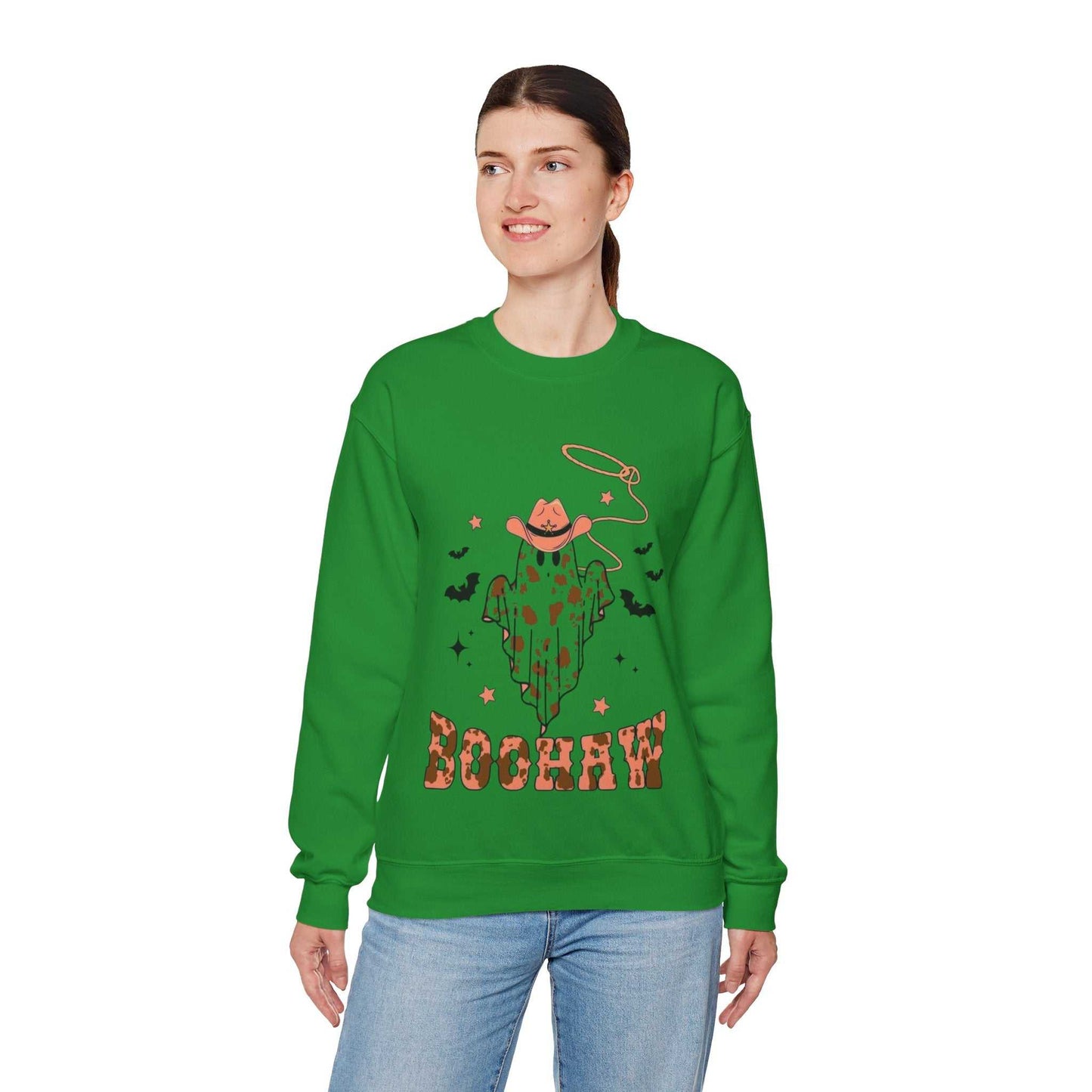 Boo Hoo Cowboy Halloween Sweatshirt, Funny Unisex Crewneck, Cozy Spooky Gift