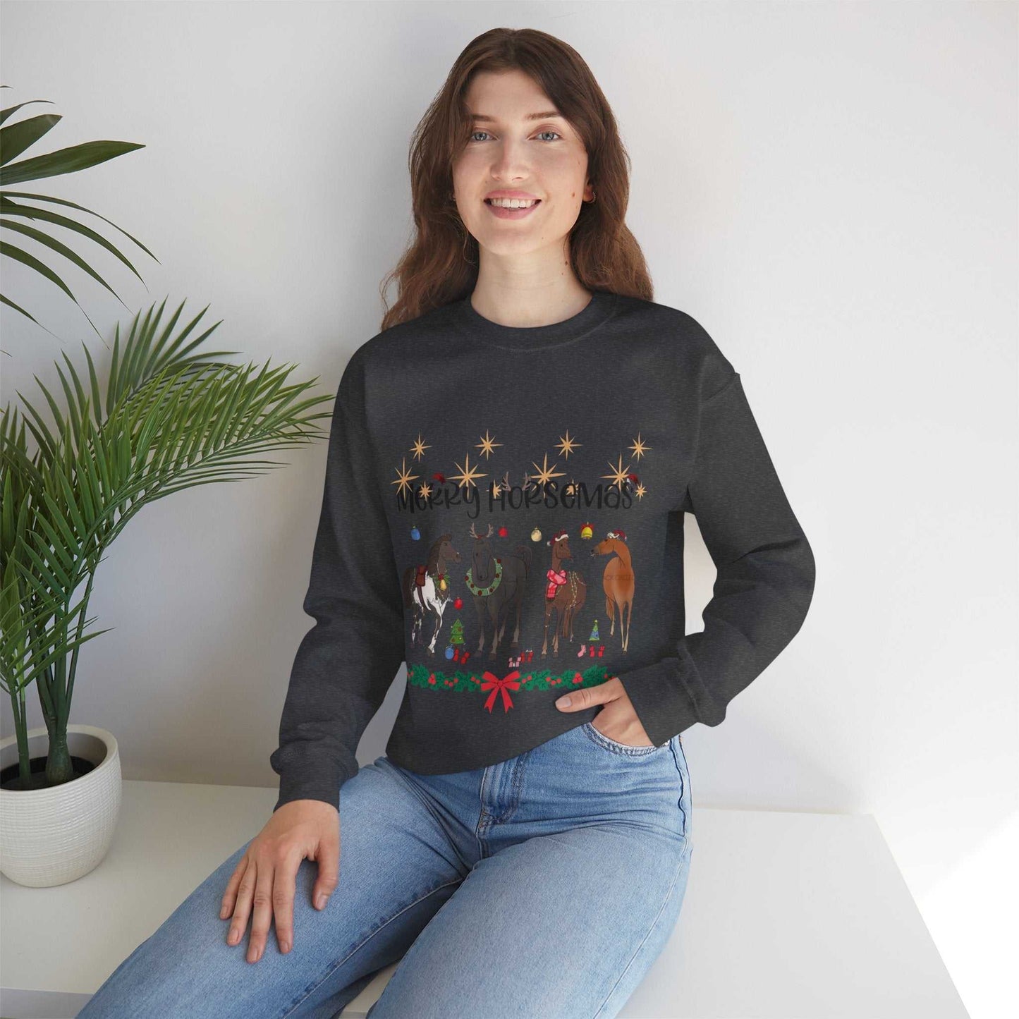 Christmas Horse Sweatshirt, Merry Horsemas Gift