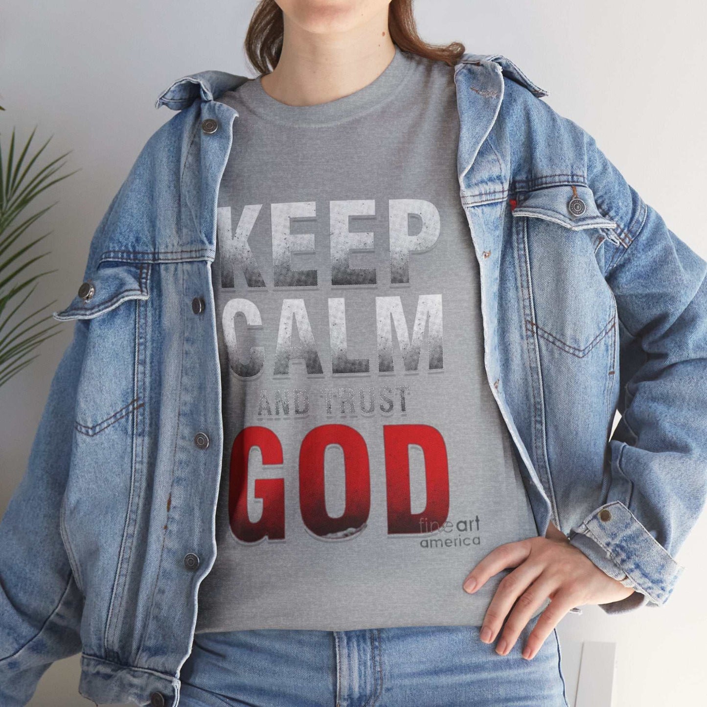 Inspirational Unisex Heavy Cotton Tee, Keep Calm and Trust God T-Shirt