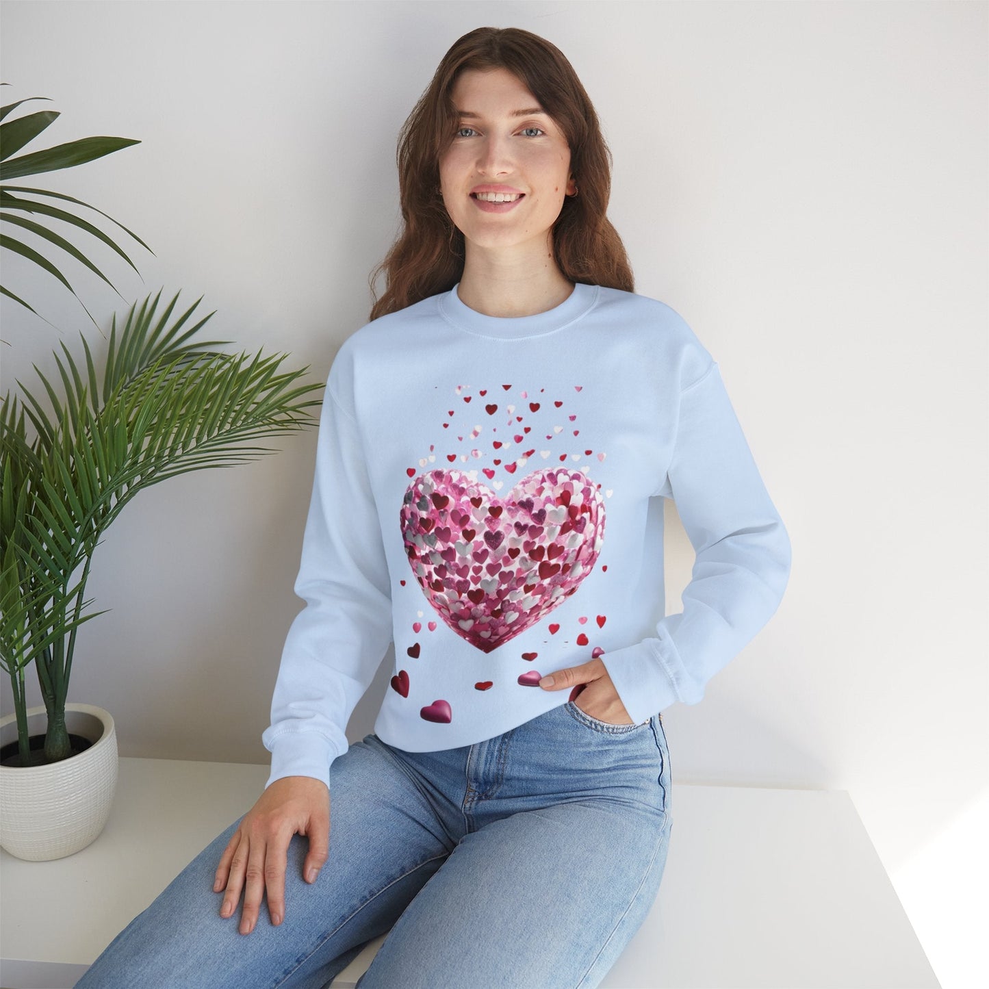 3D Hearts Valentines Day Sweatshirt, Red Hearts T-shirt Gift