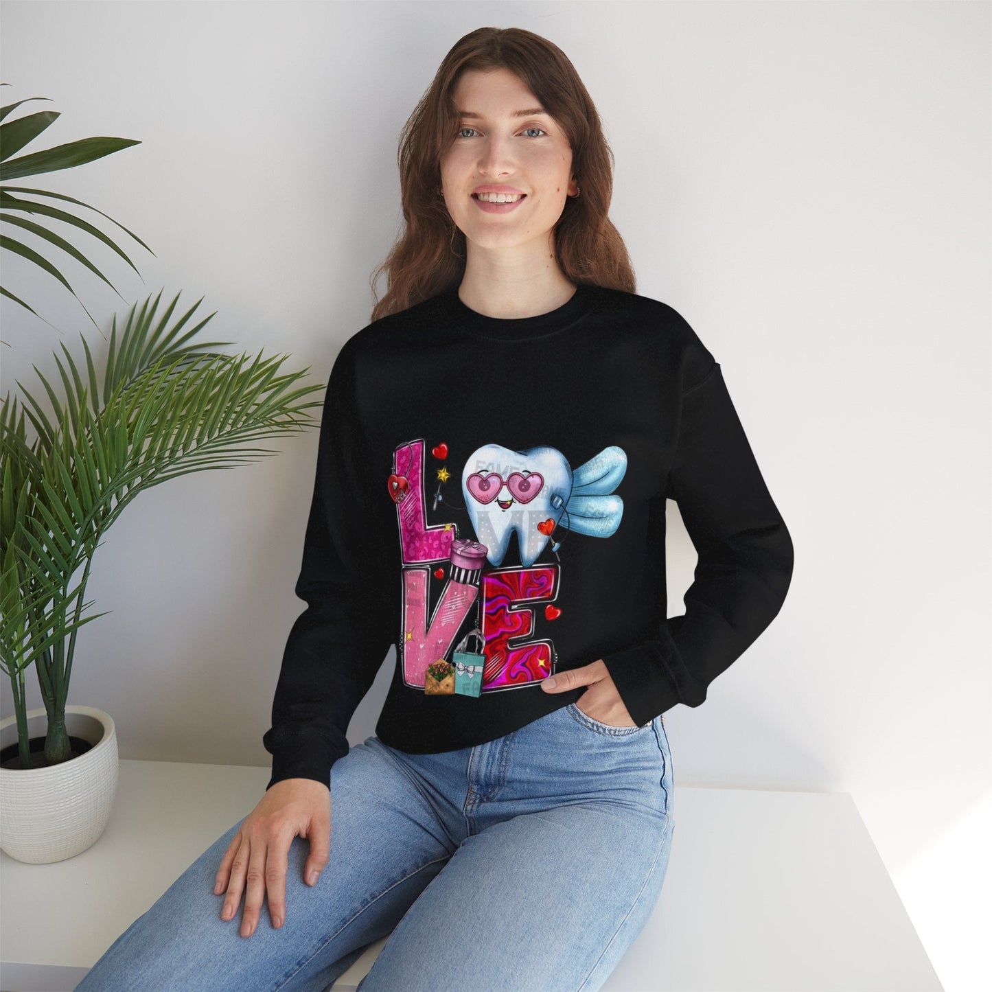 Love Dental Valentine Sweatshirt, Dental Hygienist Gift