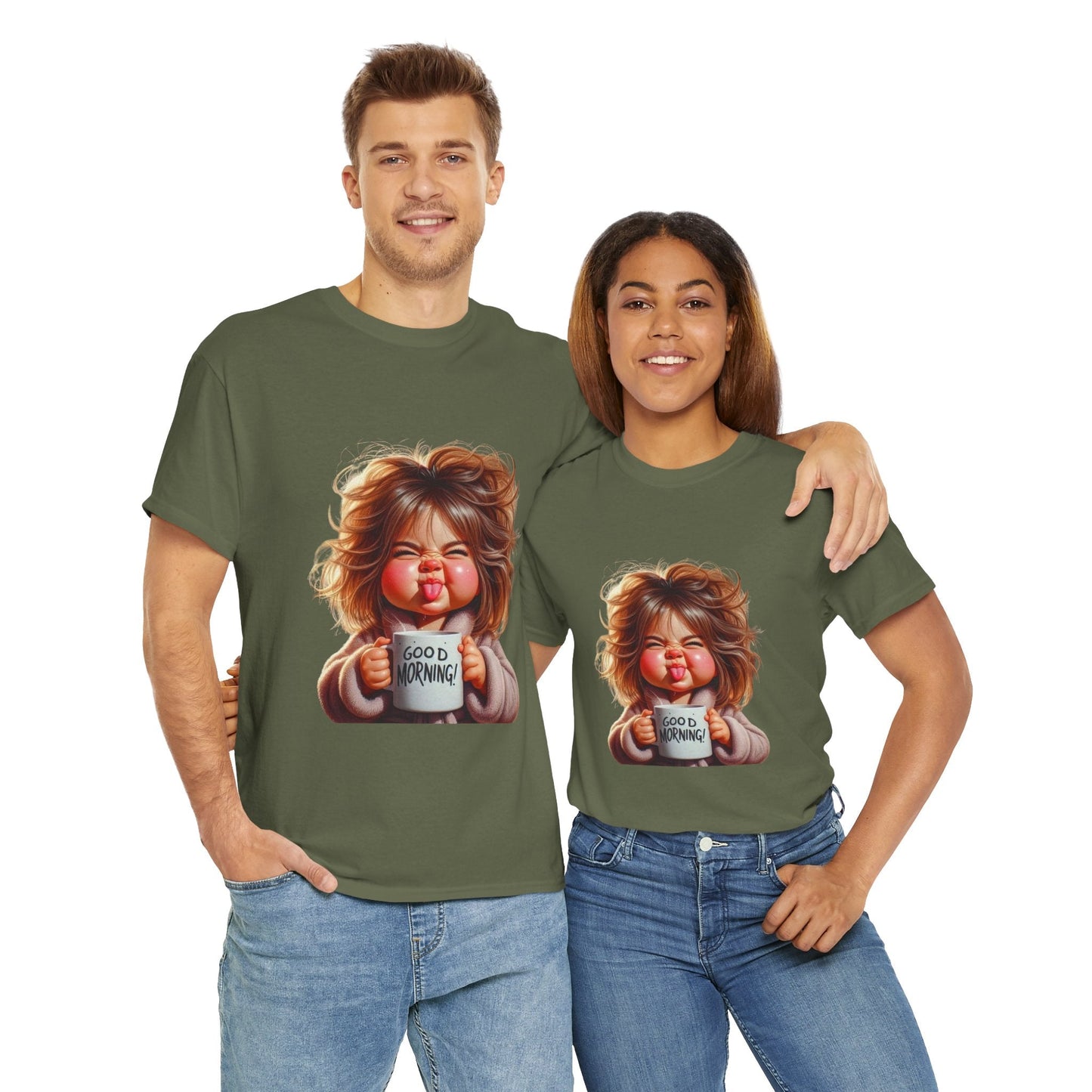 Good Morning Graphic Tee Unisex Heavy Cotton - Cute Cartoon Design Gift