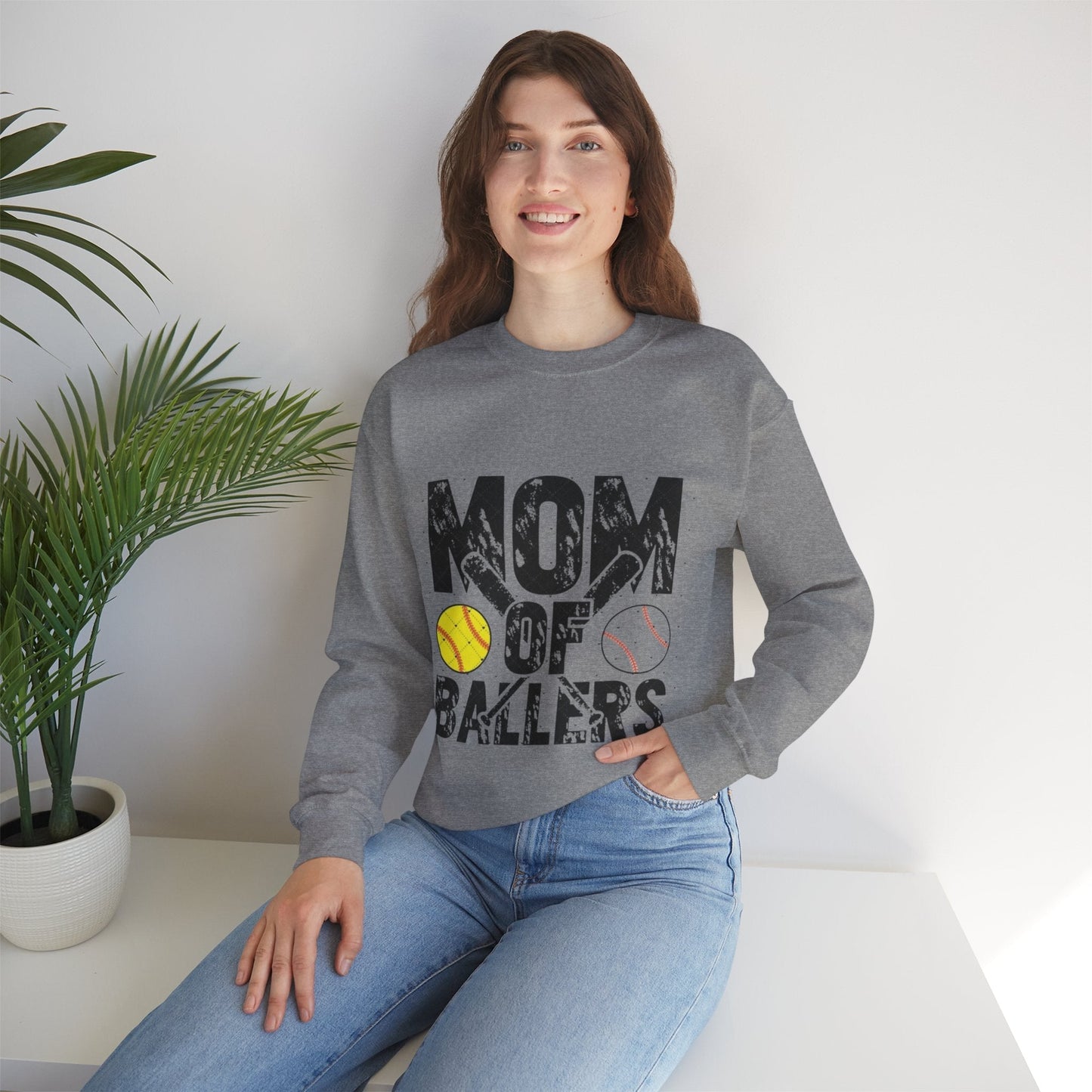Mom of Ballers Crewneck Sweatshirt - Unisex Heavy Blend