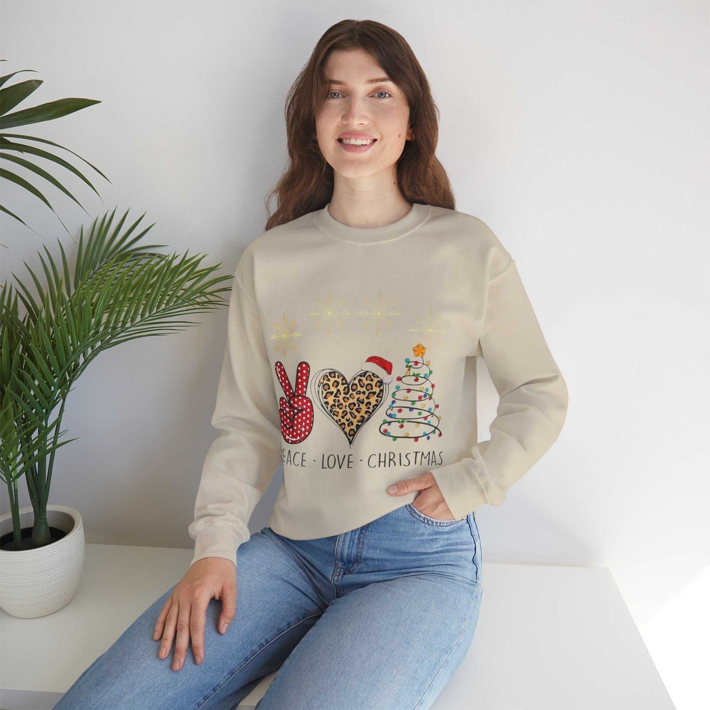 Peace Love Christmas Santa Sweatshirt, Funny Santa Gift, Holiday Sweatshirt