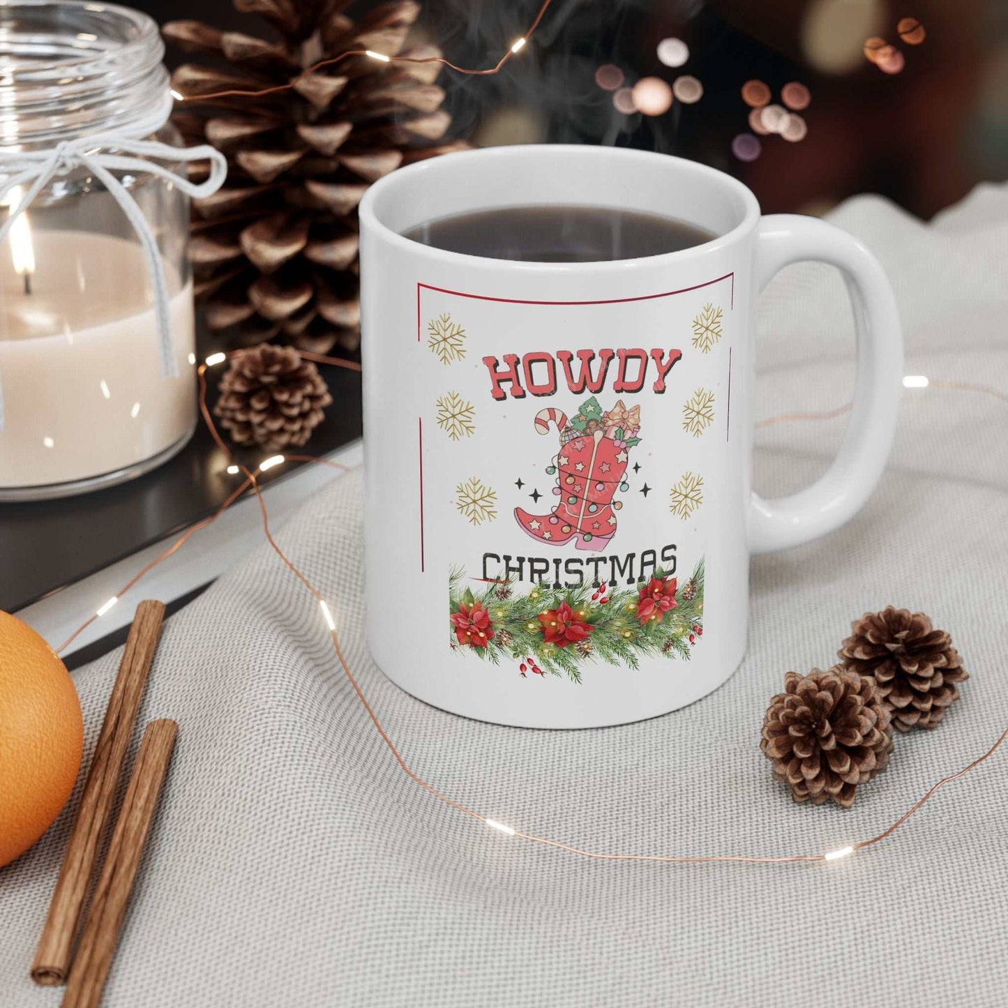 Howdy Christmas Mugs, Cowboy Christmas Gift