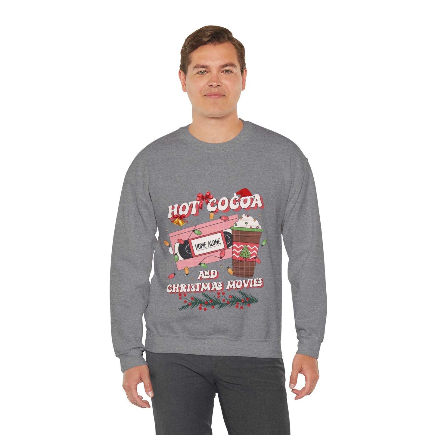 Hot Cocoa And Christmas Movies Sweatshirt, Christmas Latte Tee, Cozy Winter Gift