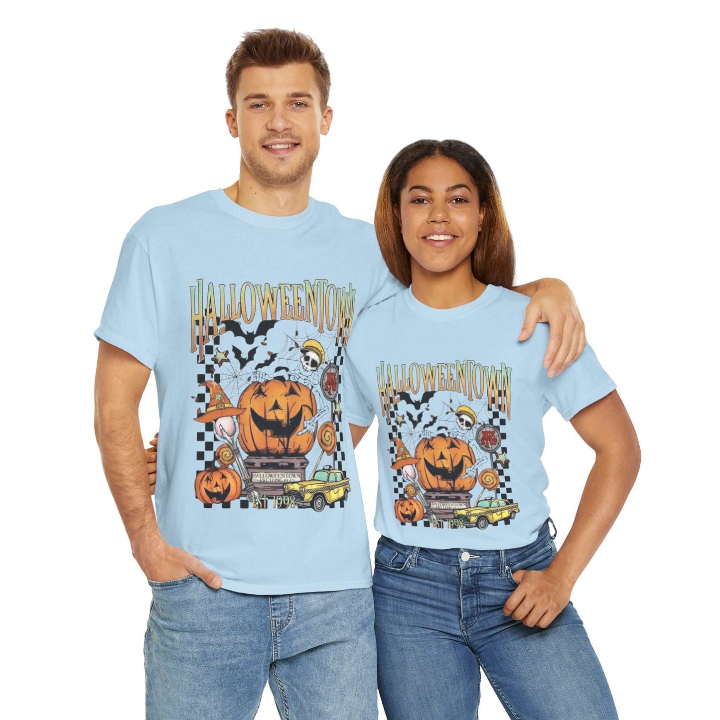 Retro Halloweentown Shirt with pumpkin and ghost design, perfect for spooky season celebrations.