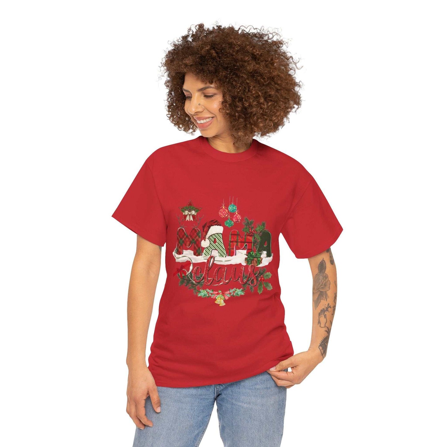 Mama Claus Christmas Shirt for moms, festive design with holiday elements, perfect Christmas gift.