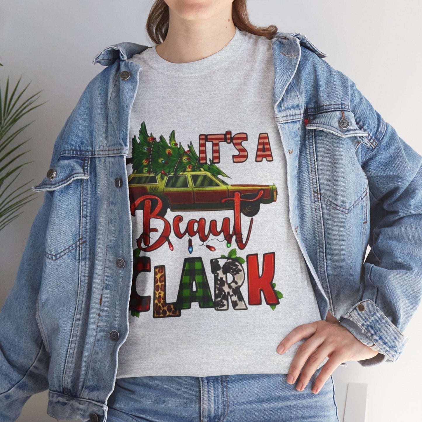 Retro Christmas t-shirt with "It's A Beaut Clark" design, inspired by National Lampoon's Christmas Vacation.