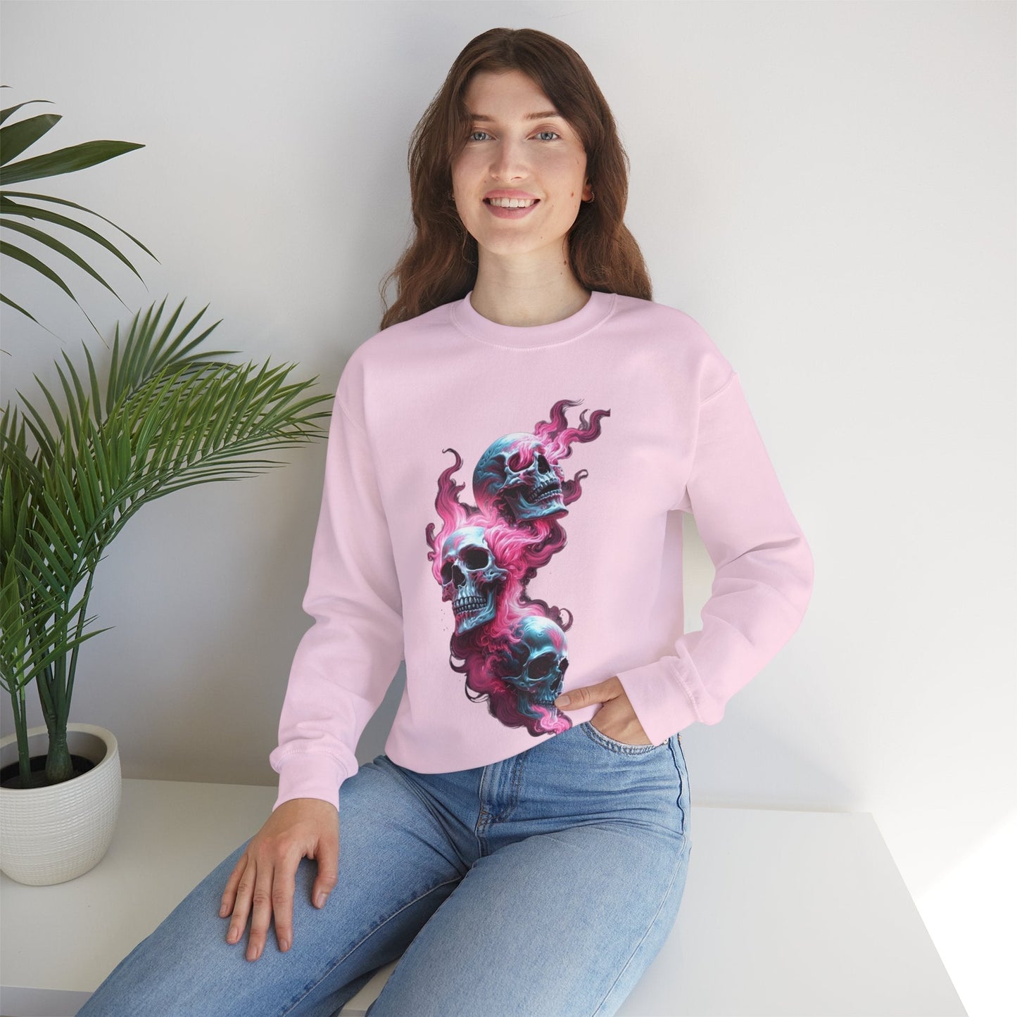 Edgy Skull Graphic Crewneck Sweatshirt - Unisex Heavy Blend