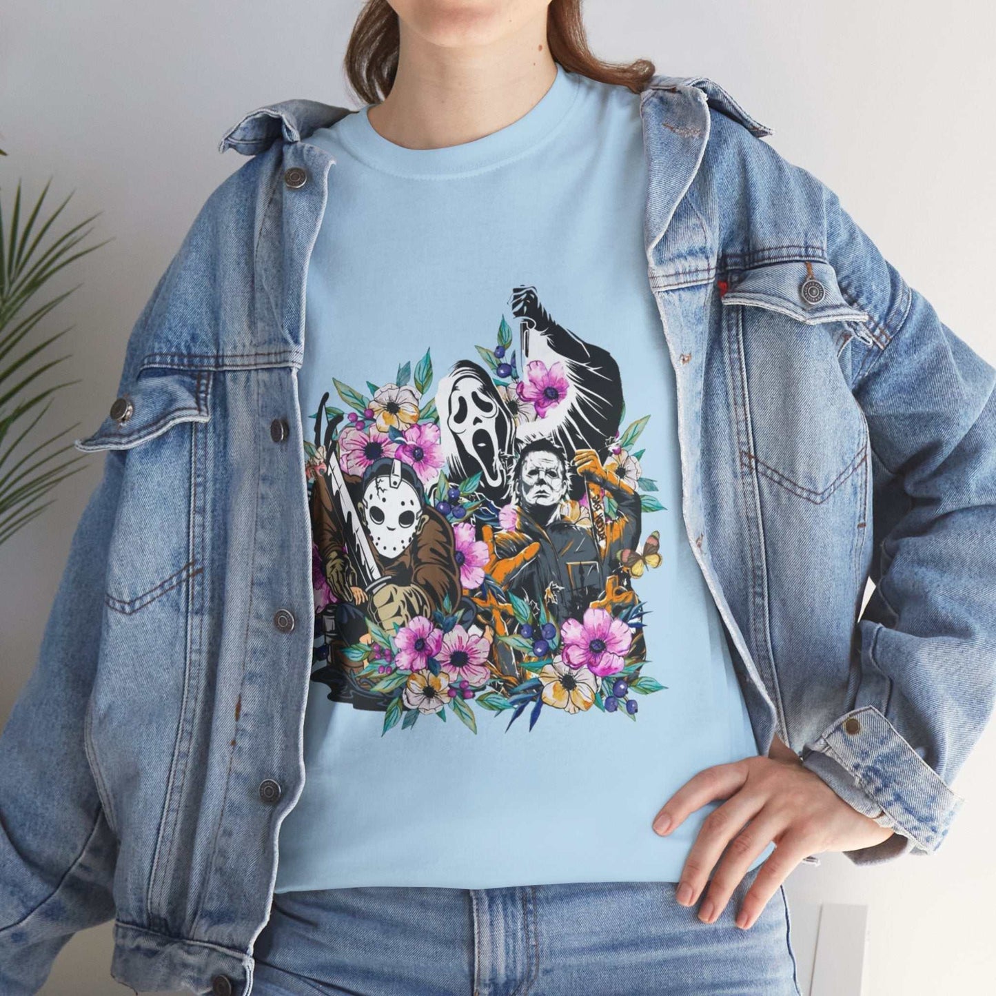 Floral Skull Tee | Unisex Heavy Cotton Shirt, Boho Style, Gift for Nature Lovers