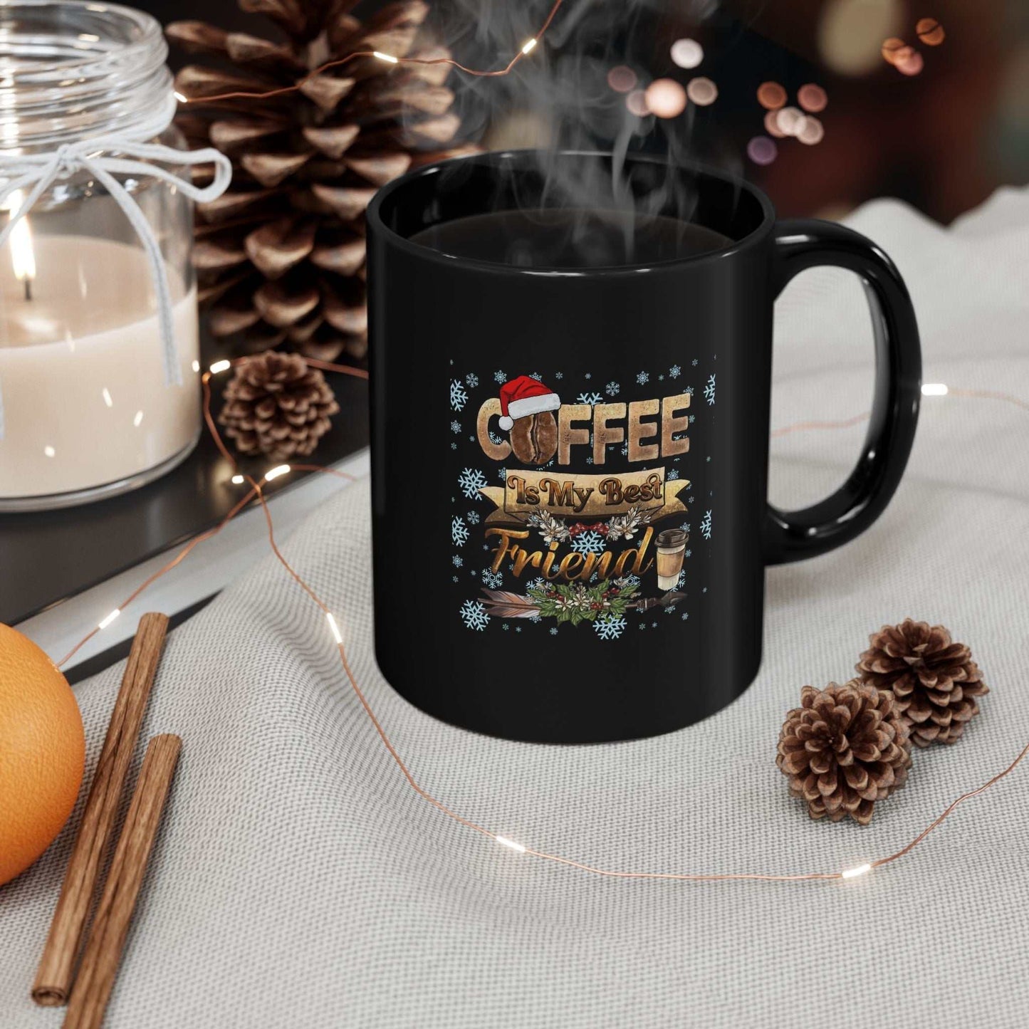 Christmas coffee mug with festive design for coffee lovers, perfect gift for the holidays.