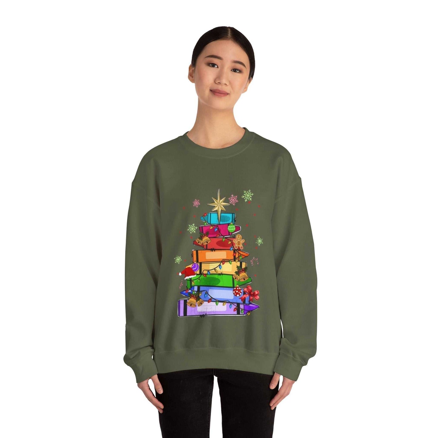 Crayons Christmas Tree Sweatshirt, Teacher Team Gift