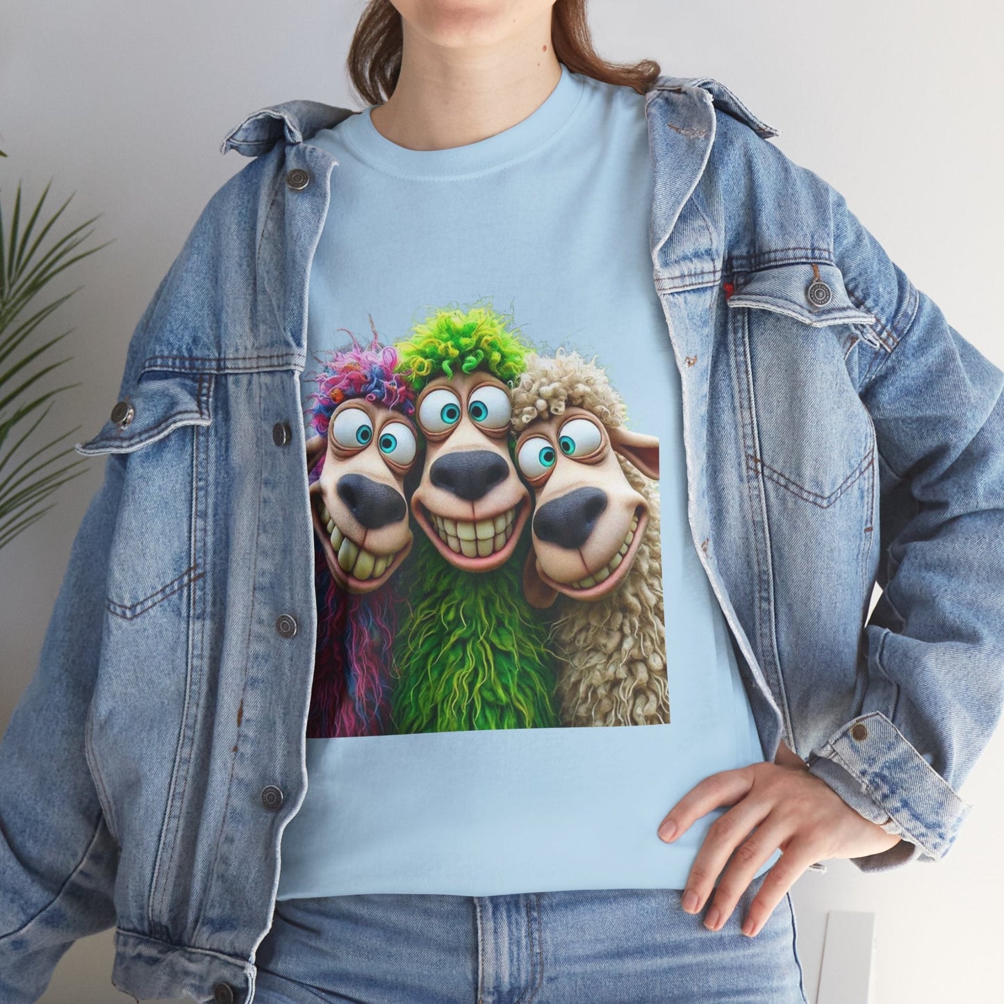 Whimsical Sheep Graphic Tee, Unisex Heavy Cotton Tee Gift
