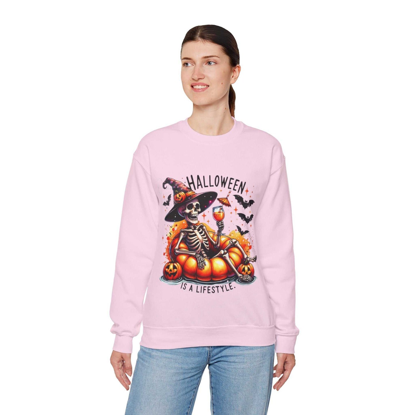 Halloween Skeleton Sweatshirt, Cozy Unisex Crewneck for Fall Celebrations, Perfect Gift
