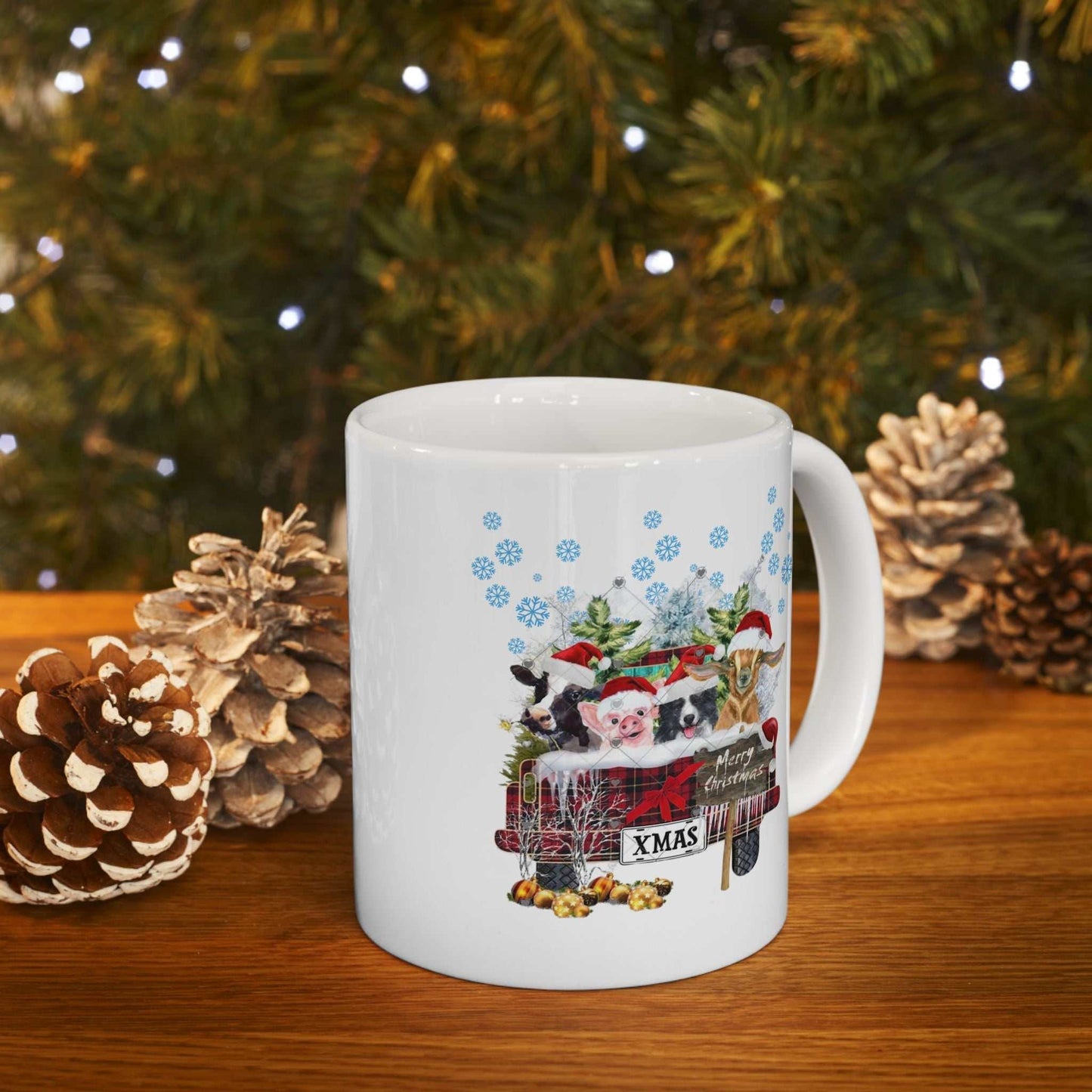 Funny Christmas Animals Mugs, Christmas Gift for Farmer
