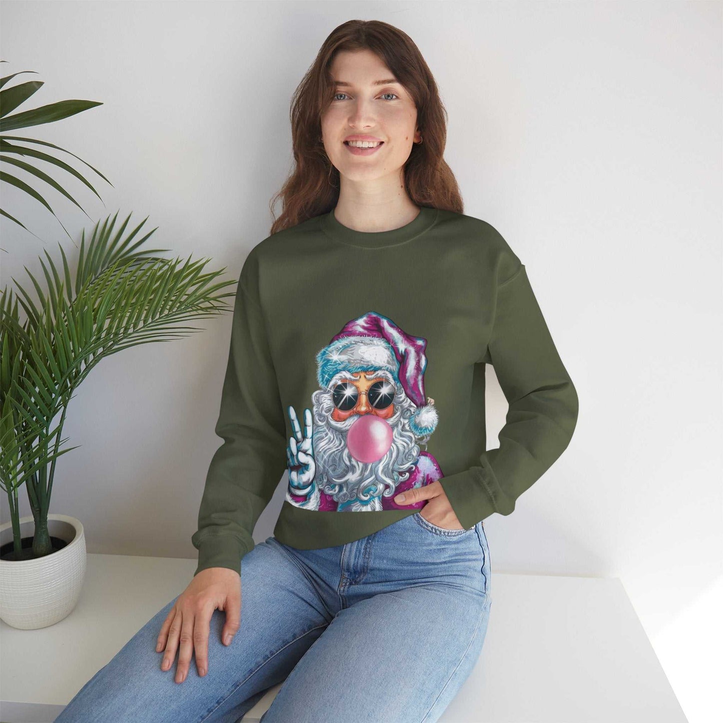 Santa Bubble Gum Christmas Sweatshirt, Funny Santa Gift, Christmas Sweater