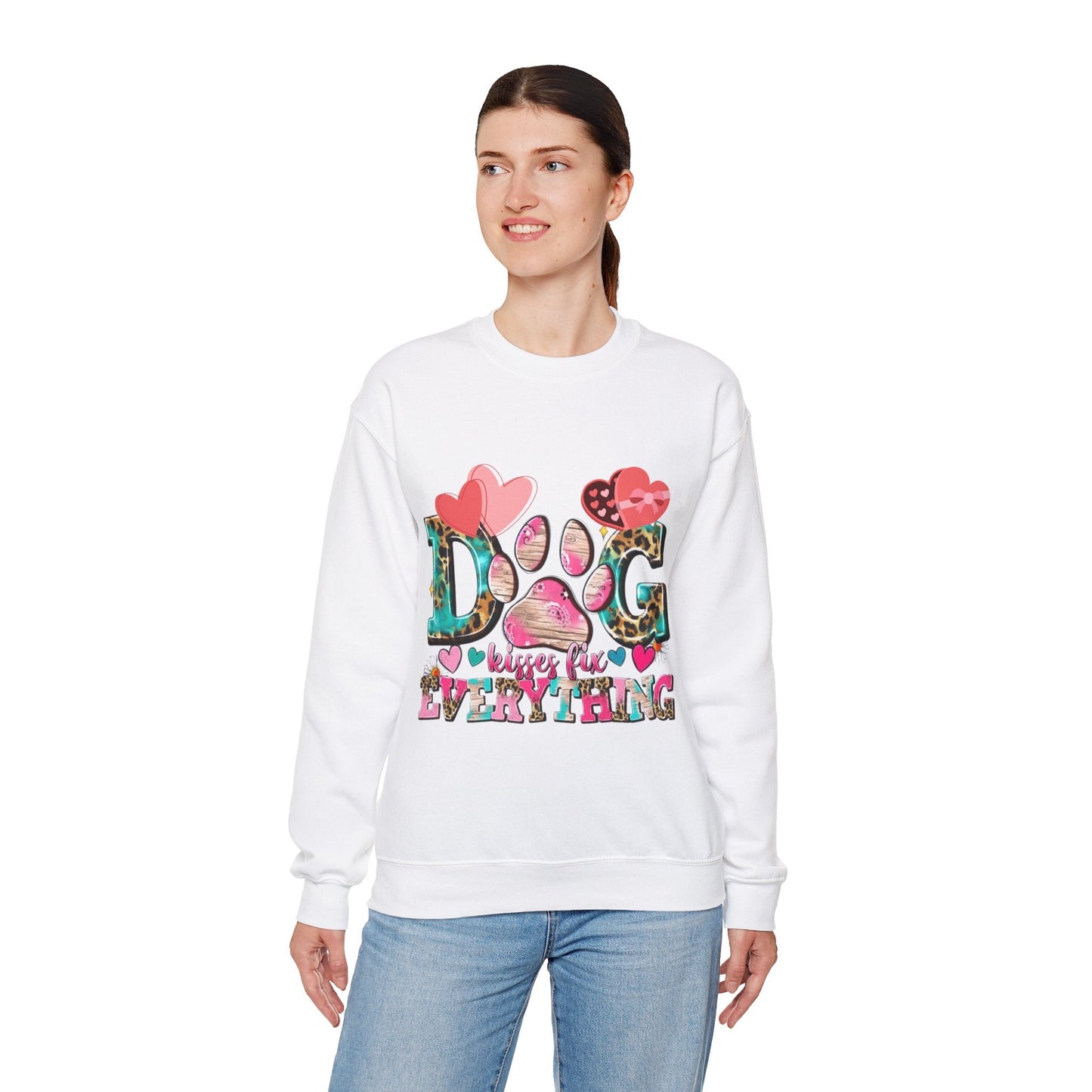 Dog Kisses Fix Everything Sweatshirt, Gift For Mom Dog Lovers