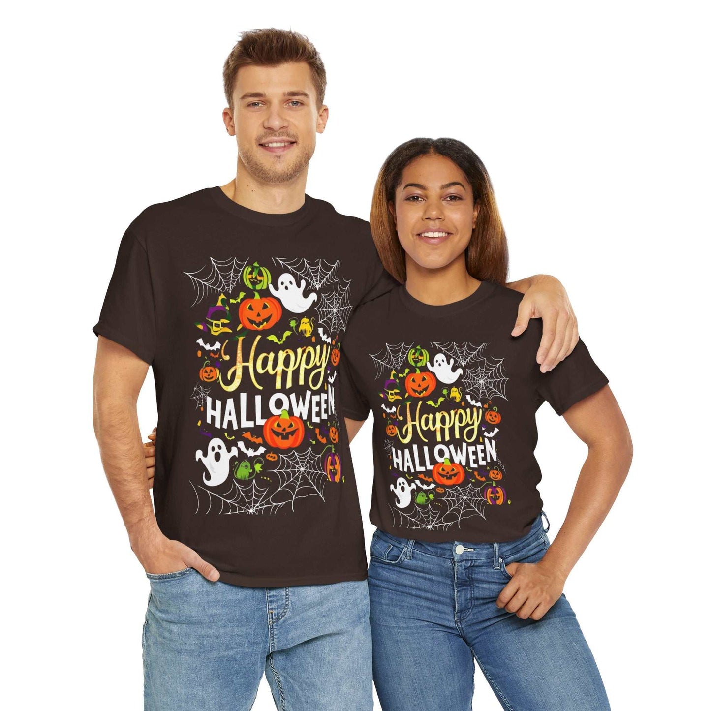 Happy Halloween Unisex Heavy Cotton Tee, Spooky T-Shirt, Fun Costume Gift