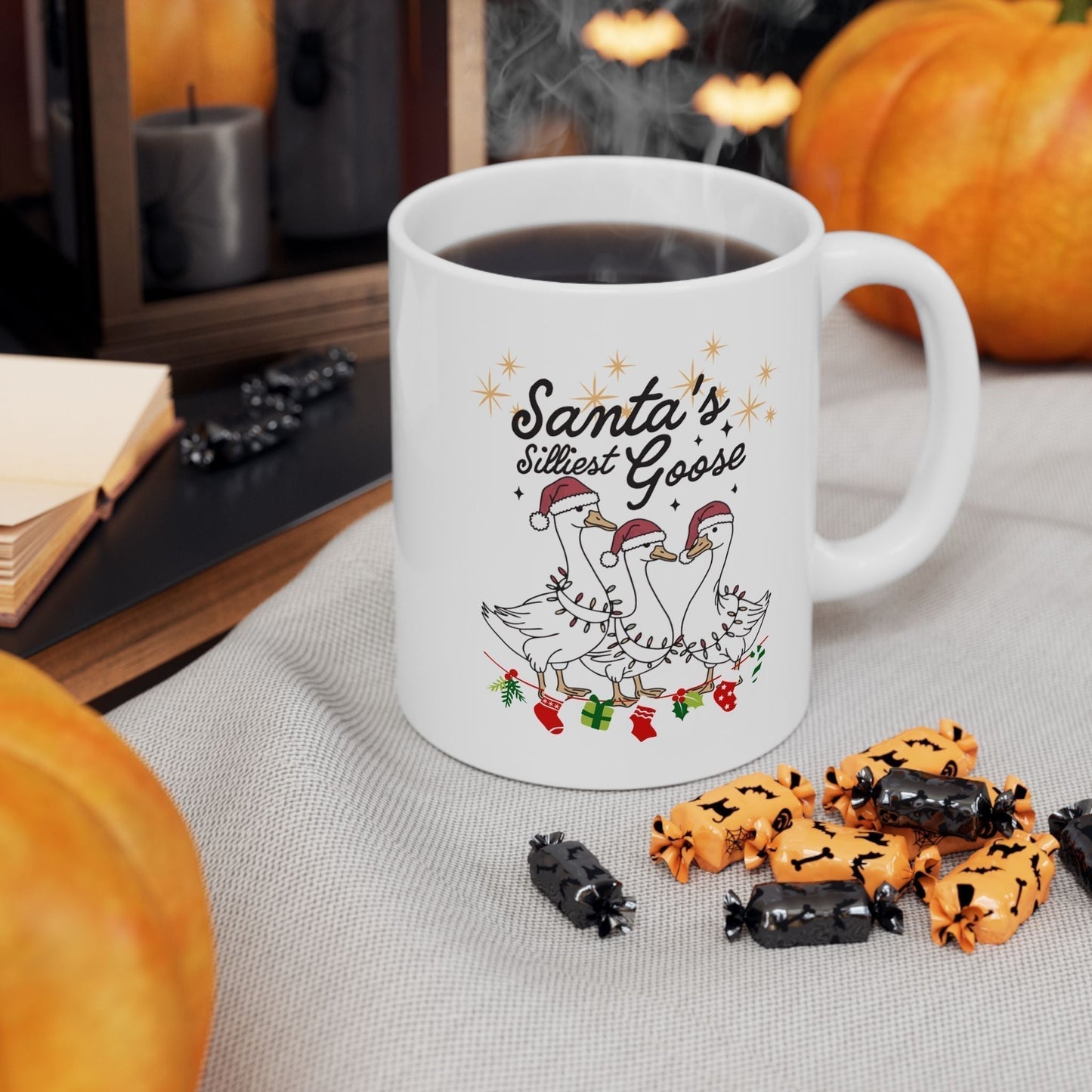 Santas Silliest Goose Mug – Hilarious and festive ceramic mug featuring a silly Christmas goose