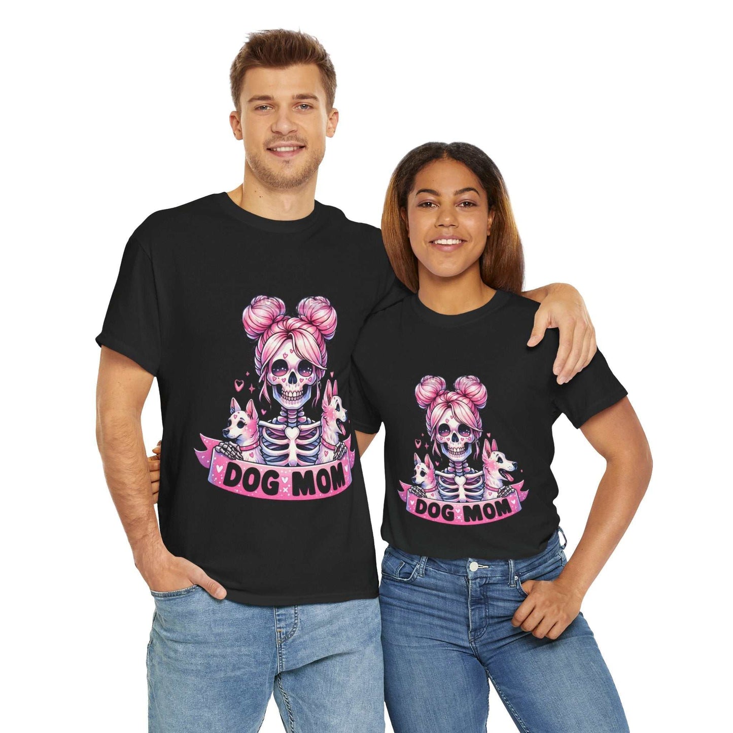 Dog Mom Halloween Shirt featuring spooky skeleton design, perfect for pet lovers.