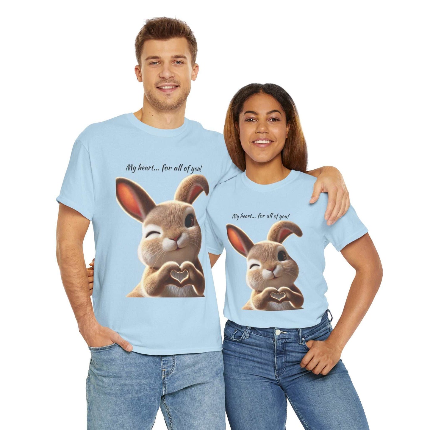 My Heart Bunny Unisex Heavy Cotton Tee, Cute Animal Shirt, Gift for Animal Lovers