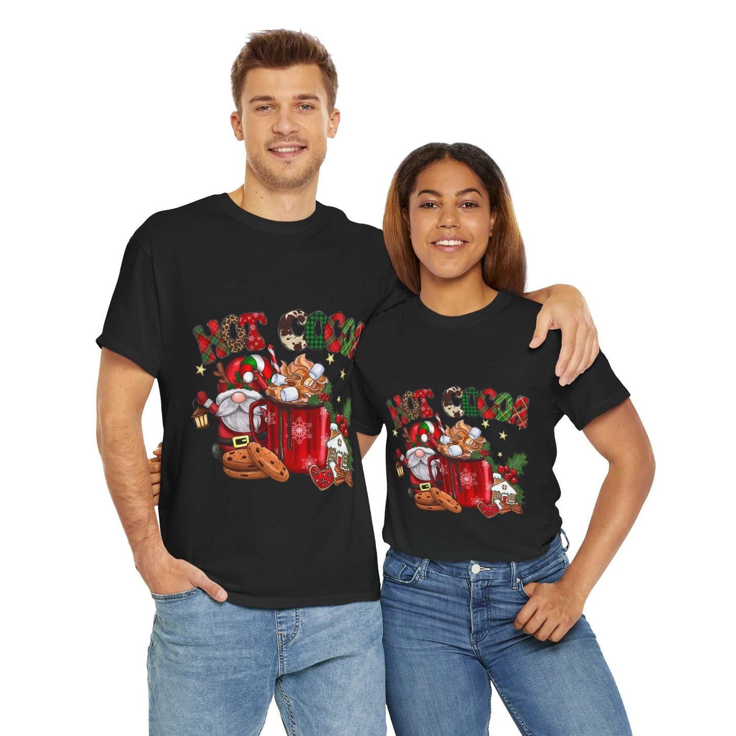 Hot Cocoa Christmas Movies Shirt featuring gnomes, perfect holiday gift.
