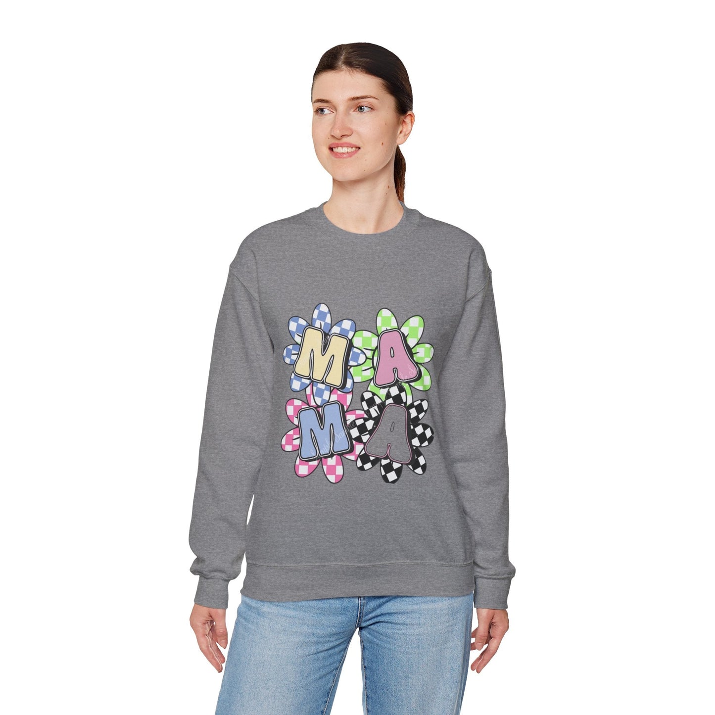 Colorful Floral MAMA Crewneck Sweatshirt for Moms, Gift for Mom