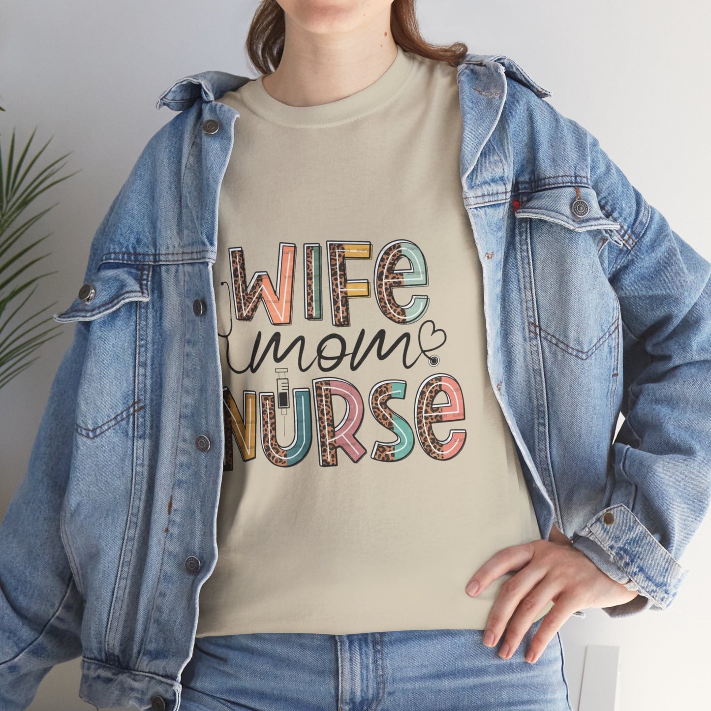 Wife Mom Nurse Unisex Tee Heavy Cotton - Perfect for Nurses and Moms