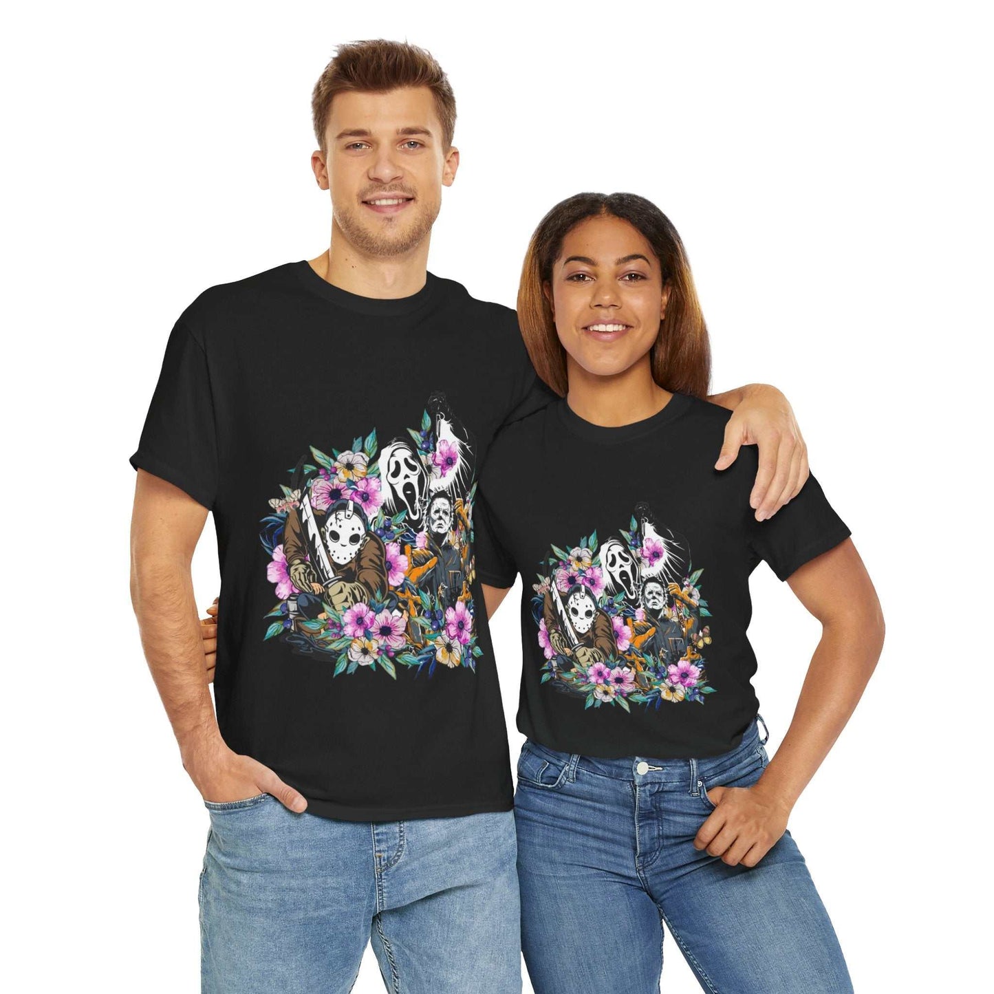 Floral Skull Tee | Unisex Heavy Cotton Shirt, Boho Style, Gift for Nature Lovers