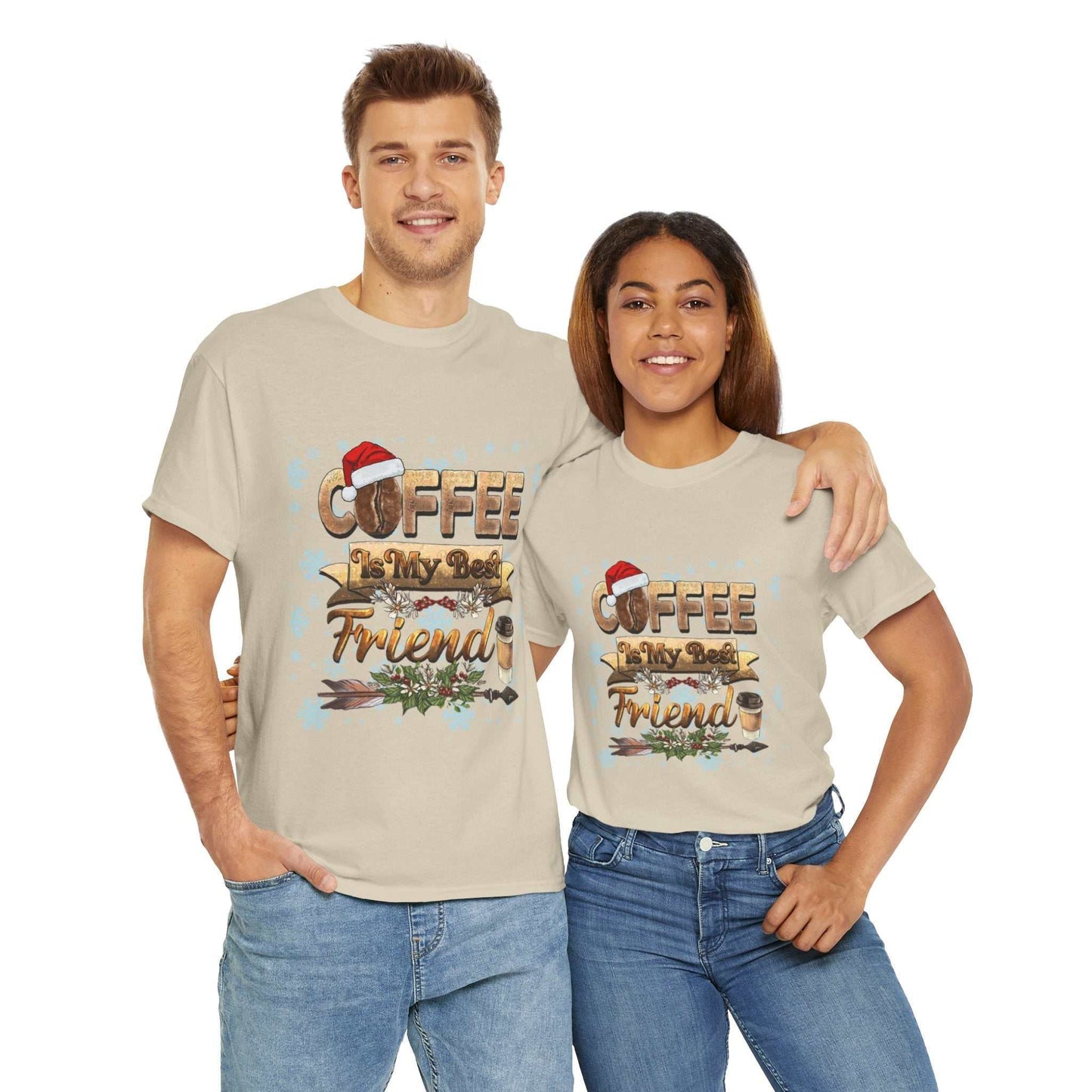 Christmas coffee friend shirts for coffee lovers, festive gift idea.