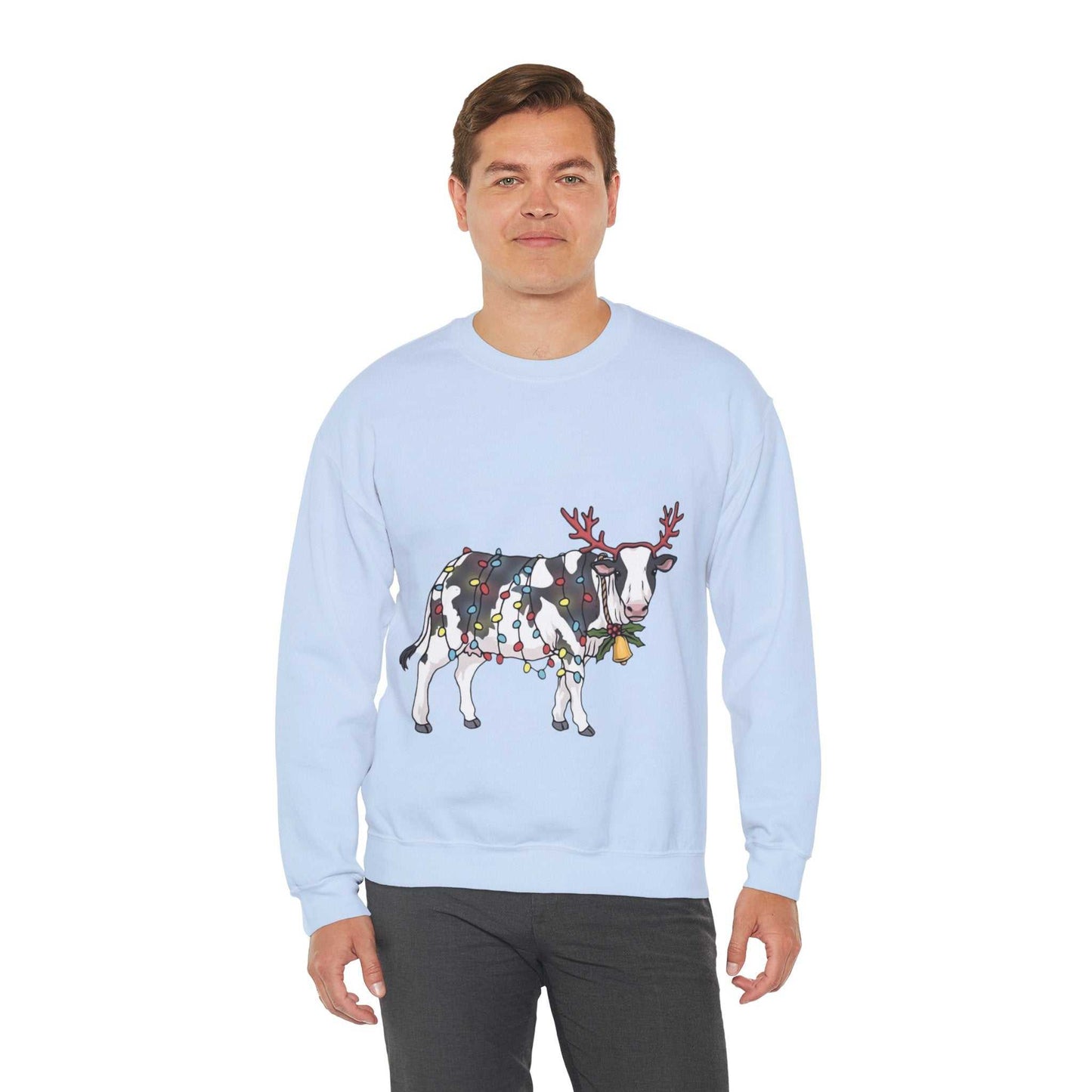 Cute Cow Christmas Lights Sweatshirt, Cow Animal Lover Gift