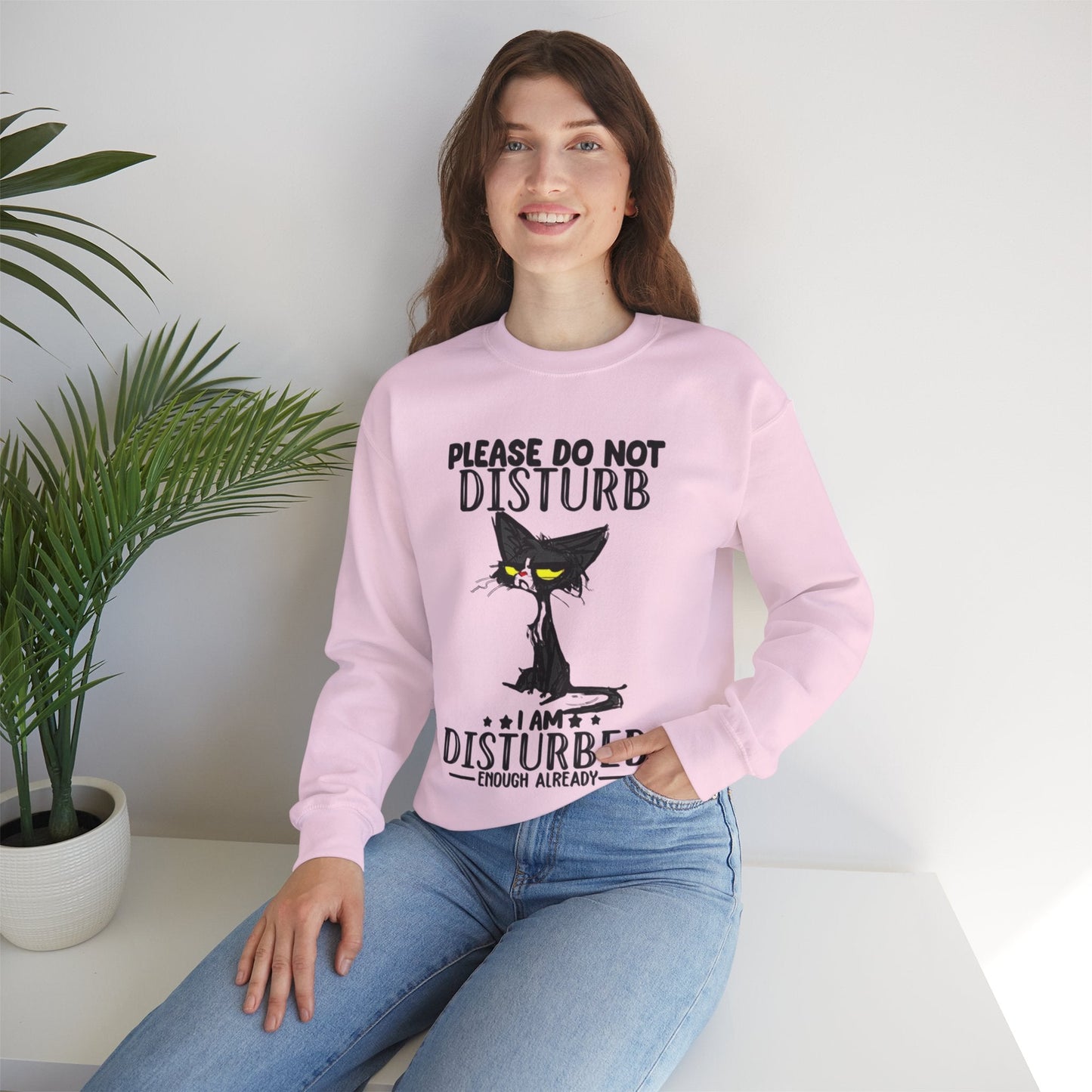 Disturbed Cat Crewneck Sweatshirt - Unisex Heavy Blend™ - Perfect for Cat Lovers