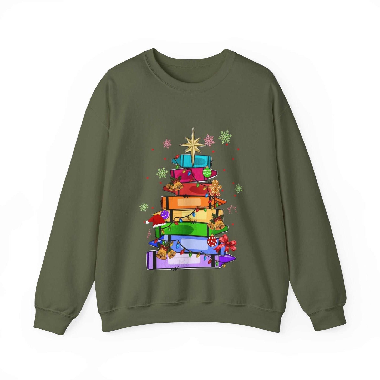 Crayons Christmas Tree Sweatshirt, Teacher Team Gift
