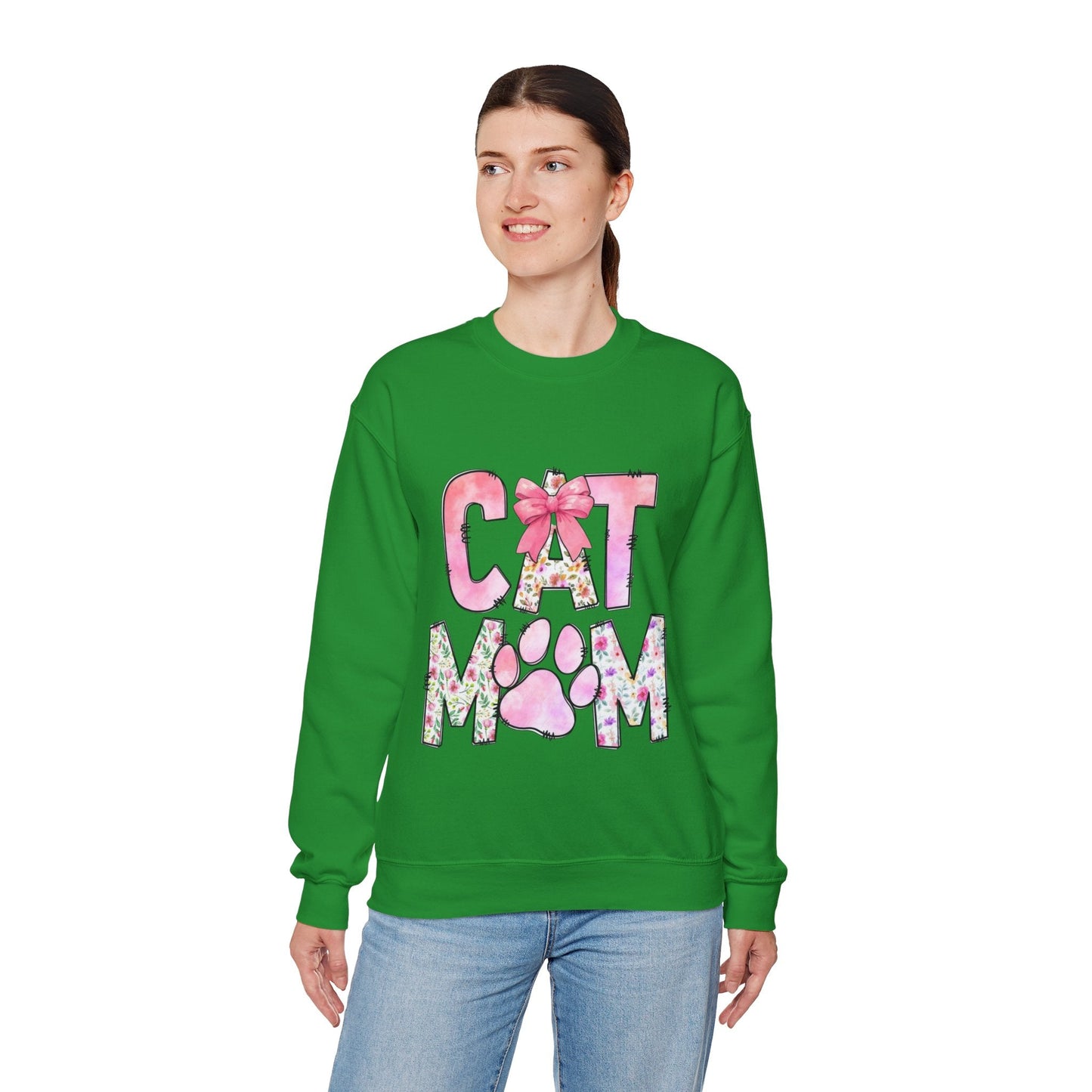 Cat Mom Floral Crewneck Sweatshirt - Perfect Gift for Cat Lovers