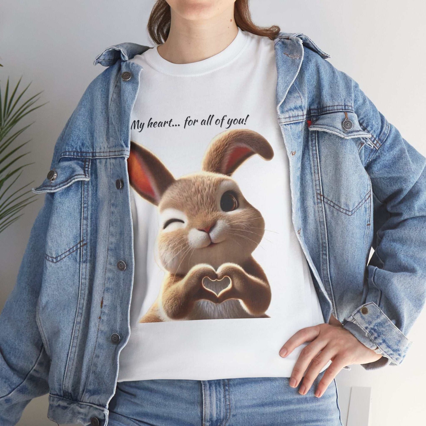 My Heart Bunny Unisex Heavy Cotton Tee, Cute Animal Shirt, Gift for Animal Lovers