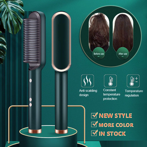 New 2 in 1 Hair Straightener and curling brush with anti-scald design in new style and colors in stock.
